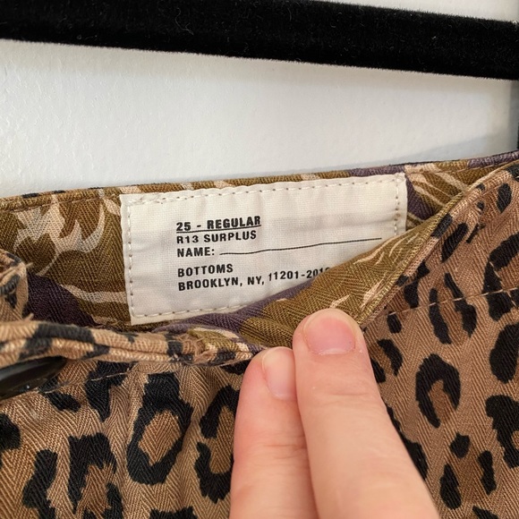 R13 Utility Drop Pants LEOPARD Size 25 - Picture 10 of 12
